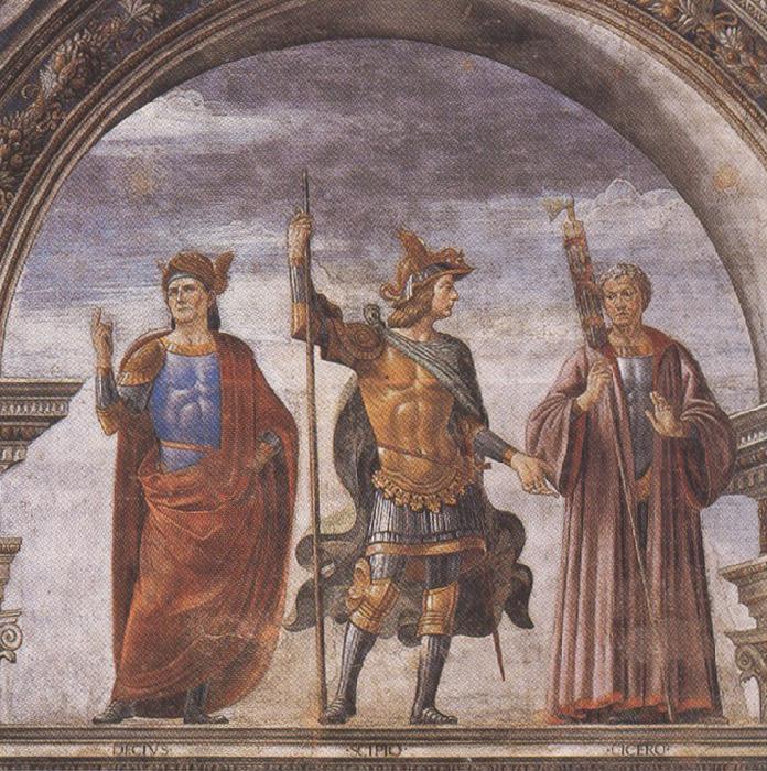 Sandro Botticelli Domenico Ghirlandaio and Assistants,The Roman heroes Decius Mure,Scipio and Cicero (mk36) china oil painting image